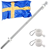 Los mejores  - INFLATION Asta de Bandera de Aluminio- Acero Inoxidable 150-180 CM Kit de asta de Bandera con Anillos giratorios…